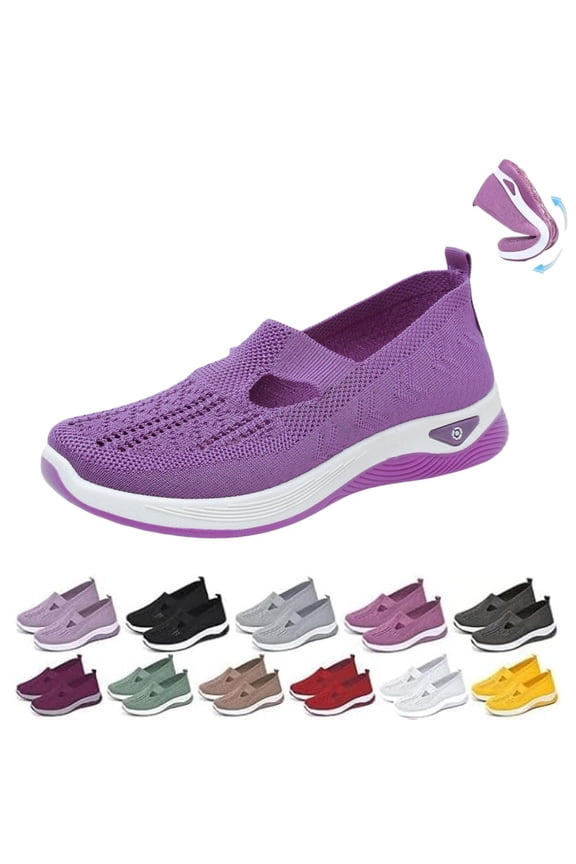 Orthopedic Shoes for Women 2026 Wide Width Breathable Walking Comfortable Slip on Sneakers Non Slip Food Service Lightweight Sneaker, Nurse Shoes Arch Support Sneakers Purple 10 Wide