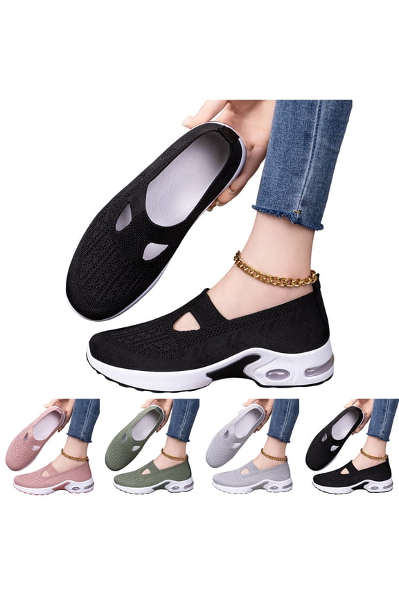 Orthopedic Shoes for Women Arch Support Slip on Nurse Shoes Wide Width Non Slip Mesh Stretch Server Shoes Comfortable 2026 New Orthopedic Shoes Black 7 Wide