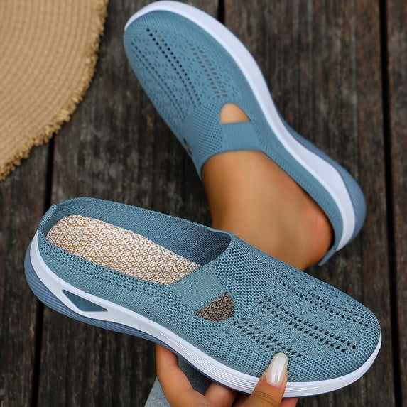 IEMIEMIEM Orthopedic Shoes for Women Arch Support Sneakers Wide Width Slip on Non Slip Business Casual Shoes Mesh Stretch Soft 2026 Foam Shoes Sky Blue 8 Wide