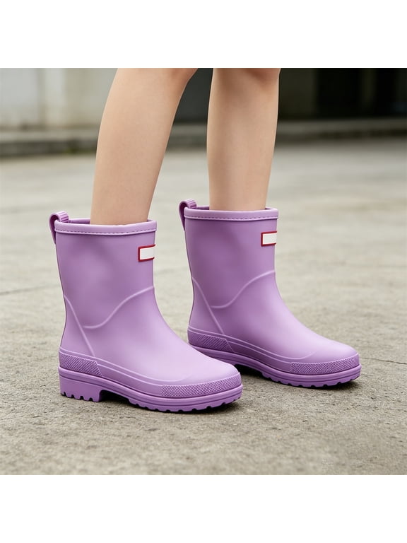 Rain Boots for Women Waterproof Garden Shoes Anti-Slip Rainboots Comfortable Non Slip Outdoor Work Rain Shoes Purple 8.5 Wide