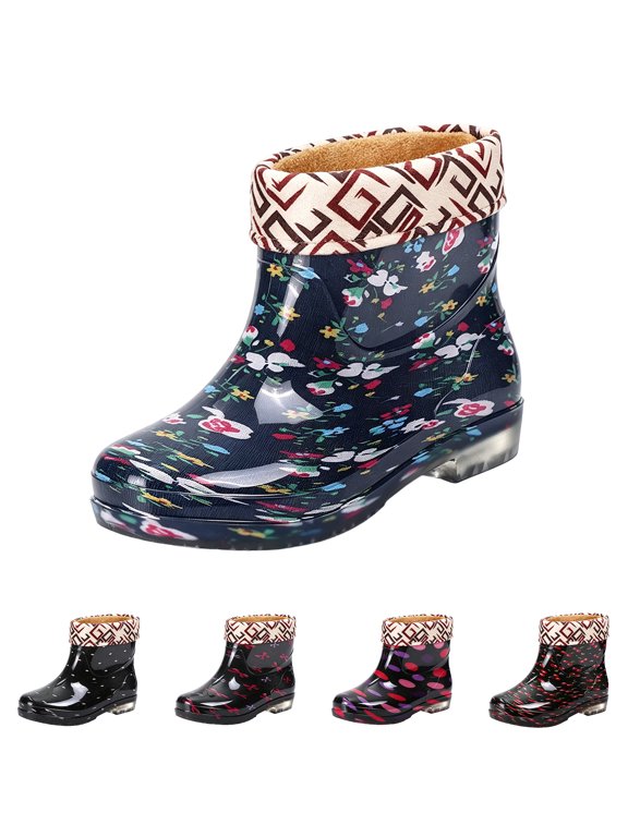 Short Rain Boots for Women Waterproof Comfort Ankle Rubber Boots Outdoor Garden Shoes for Ladies Non Slip Work with Comfort Insole Blue 8 Wide