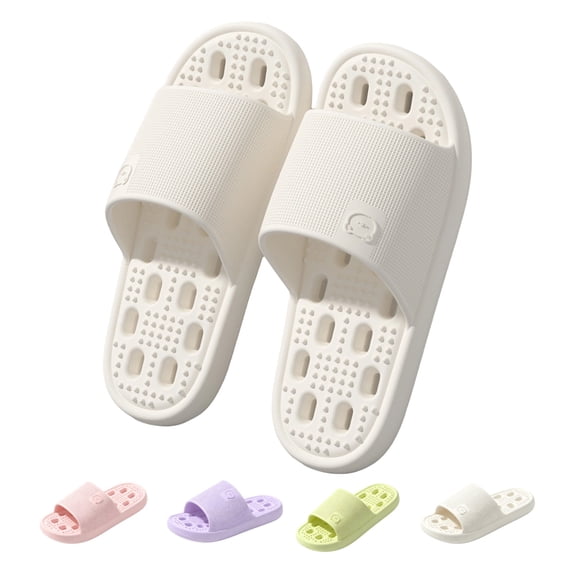 IEMIEMIEM Shower Shoes for Women with Drain Holes Non Slip Quick Dry Bathroom Slippers Comfortable Shower Sandals College Dorm Gym Pool Indoor Outdoor 5-6 wide