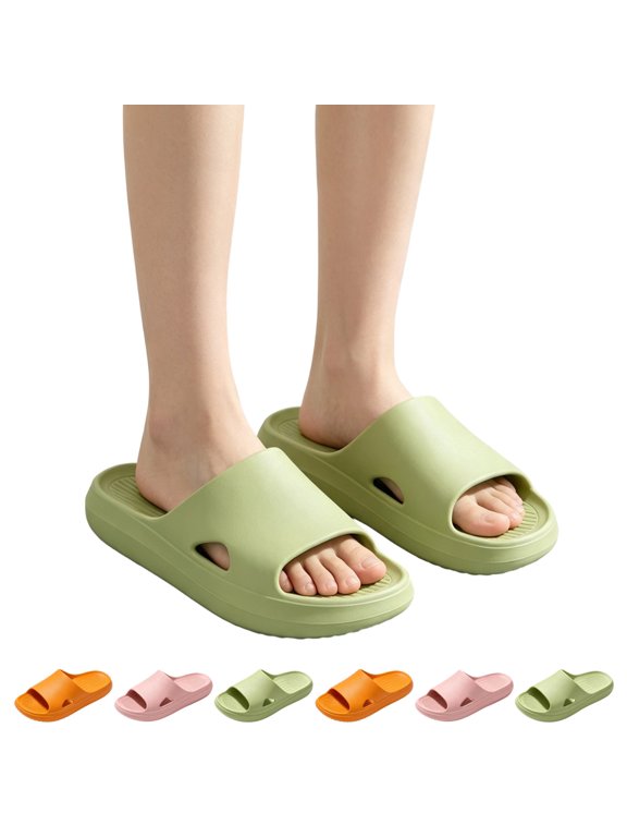 Slides for Women House Bathroom Shower Shoes Lightweight Pool Beach Slide Cloud Pillow Slippers Cushioned Sole 6.5-7.5 wide