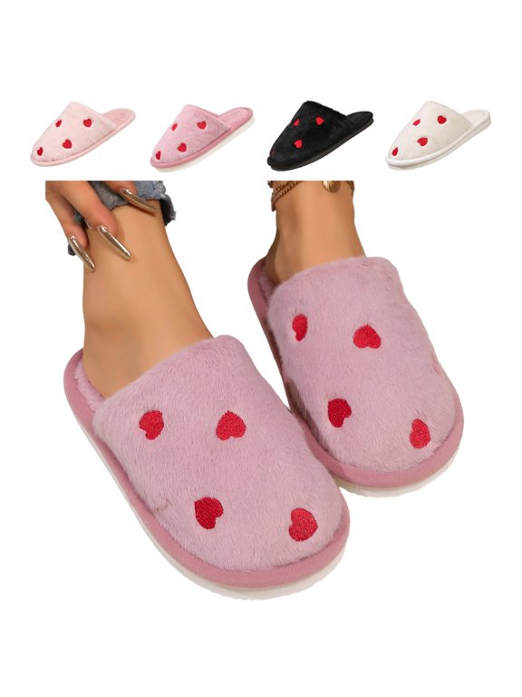 Slippers for Women Faux Fur Low-profile Sole Skin-Friendly Plush Fashion Casual College Trendy Cute Indoor Floor Comfortable Cozy Soft Holiday Gift 8-9 wide