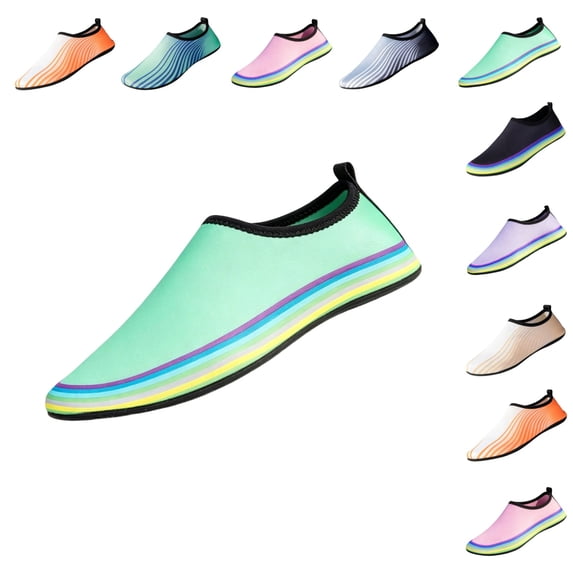 IEMIEMIEM Water Shoes Women Men Breathable Soft Barefoot Quick Dry Aqua Socks for Pool Surf Yoga Swim Beach Exercise Green 5.5-6.5 Women/5-5.5 Men