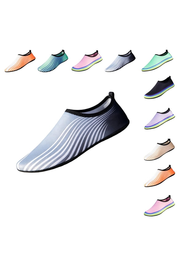 Water Shoes for Women Men Breathable Soft Barefoots Quick Dry Aqua Socks for Pool Surf Yoga Swim Beach Exercise Gray 7-7.5 Women/6.5-7 Men
