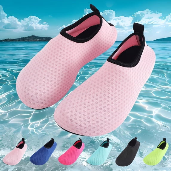 IEMIEMIEM Water Shoes for Women Men Quick-Dry Barefoot Swim Shoes with Non-Slip Rubber Sole Lightweight Slip-On Beach Pool Shoes 9 wide