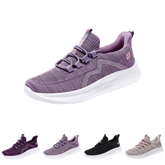 IEMIEMIEM Wide Toe Box Shoes for Women Extra Wide Width Sneakers Air Cushion Road Running Shoes Tennis Gym Workout Training Shoes Breathable 2026 New Walking Shoes with Arch Support Purple 7.5 Wide