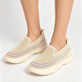 thumbnail image 1 of IEMIEMIEM Women Mesh Orthopedic Shoes Slip On Comfort Knit Non Slip Loafer Breathable Wide Width Walking Shoes Beige 8 Wide, 1 of 5