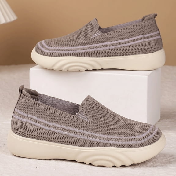 IEMIEMIEM Women Mesh Orthopedic Shoes Slip On Comfort Knit Non Slip Loafer Breathable Wide Width Walking Shoes Coffee 8 Wide