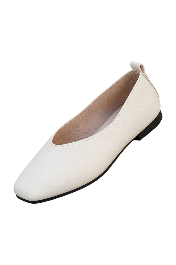 Women's Ballet Flats Comfortable Shoes Pointed Toe Slip On Work Loafers Business Casual Dress Shoes Nude Flat Beige 5.5 Wide