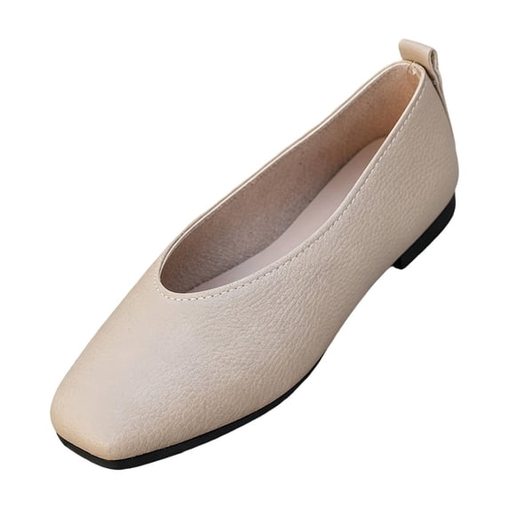 IEMIEMIEM Women's Ballet Flats Comfortable Shoes Pointed Toe Slip On Work Loafers Business Casual Dress Shoes Nude Flat Khaki 8 Wide