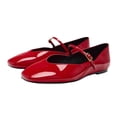 thumbnail image 1 of IEMIEMIEM Women's Ballet Flats Patent Leather Elegant Comfortable Round Toe Slip On Adjustable Buckle Strap Flat Non-Slip Mary Jane Shoes Suitable for Dancing Walking Party Red 6.5 Wide, 1 of 6