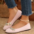 thumbnail image 1 of IEMIEMIEM Women's Ballet Flats with Pearl Clip - Faux Suede Pointed Toe Slip On, Comfortable Soft Shoes for Wedding Guest, Office & Dressy Events Pink 10 Wide, 1 of 7