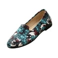thumbnail image 1 of IEMIEMIEM Women's Ballet Flats Rose Print Loafer Flats Vintage Slip On Round Toe Soft Loafers Canvas Casual Work Flat Shoes Blue 6.5 Wide, 1 of 4