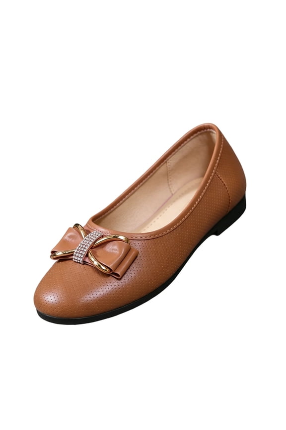 Women's Bow Ballet Flats 2026 Rhinestone Breathable Comfortable Round Toe Slip On Casual Shoes Non Slip Work Walking Shoes Brown 10 Wide