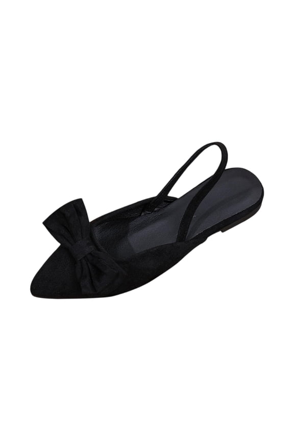 Women's Bow Pointed Toe Flats 2026 Slingback Comfortable Satin Slip On Pumps Office Work Wedding Party Dress Shoes Black 10 Wide