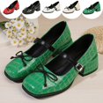 thumbnail image 1 of IEMIEMIEM Women's Chunky Heels Mary Jane Shoes Classic PU Leather Pumps Round Toe Bow Patent Strap Buckle Dress Shoes Casual Daily Work Versatile 7.5 wide, 1 of 8