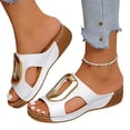 thumbnail image 1 of IEMIEMIEM Women's Comfortable Wedge Sandals Slip-On Platform Flat 2026 Orthopedic Shoes with Arch Support for Outdoor Walking White 7.5 Wide, 1 of 5