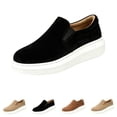 thumbnail image 1 of IEMIEMIEM Women's Faux Suede Orthopedic Sneakers Slip On Platform Soft Elastic Gore Casual Wedge Loafers Comfort Thick Sole Walking Shoes Black 5.5 Wide, 1 of 5