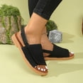 thumbnail image 1 of IEMIEMIEM Women's Flat Sandals Open Toe Buckle Strap Soft Lightweight Footbed 2026 Summer Beach Walking Cushion Wedge Sandals Black 9 Wide, 1 of 5