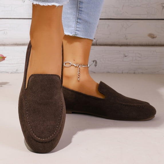 IEMIEMIEM Women's Loafers Casual Non Slip Slip On Penny All-Day Comfort Breathable Flat Driving Shoes for Work Office & Casual Walking Brown 7.5 Wide