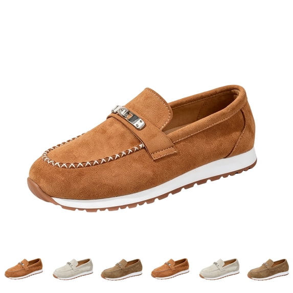 IEMIEMIEM Women's Loafers Comfortable Soft Slip-On Flat Work Shoes Casual Penny Loafers Lady Non Slip Walking Dress Shoes Brown 10 Wide