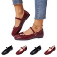 thumbnail image 1 of IEMIEMIEM Women's Mary Jane Flats Comfort Patent Leather Classic Dressy Slip On Round Toe Ballet Flats Soft Work Flats Retro Mary Jane Flats Red 6.5 Wide, 1 of 8