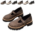 thumbnail image 1 of IEMIEMIEM Women's Mary Janes Shoes Leopard Print Faux Leather Oxford Flats Chunky Low Heels Platform Sewing Retro Classics Round Toe Ankle Strap 9 wide, 1 of 7