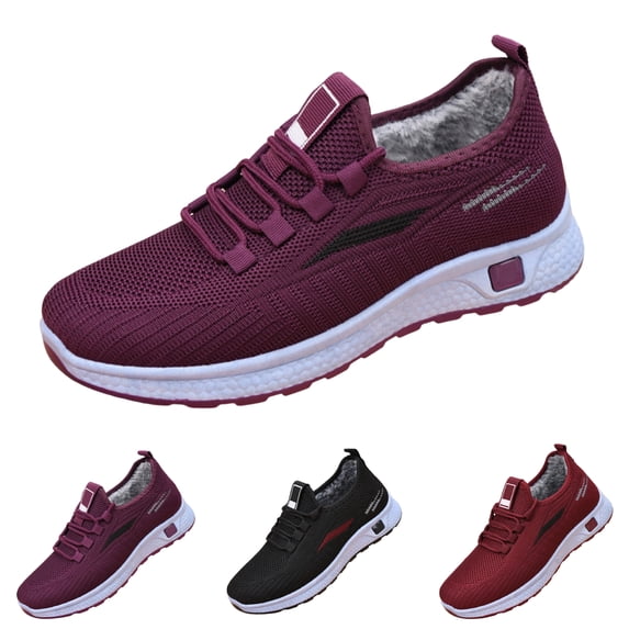 IEMIEMIEM Women's Orthopedic Shoes Plush Lined Sneakers Breathable Lightweight Walking Shoes Running Shoes Non Slip Tennis Fashion Casual Sneakers Purple