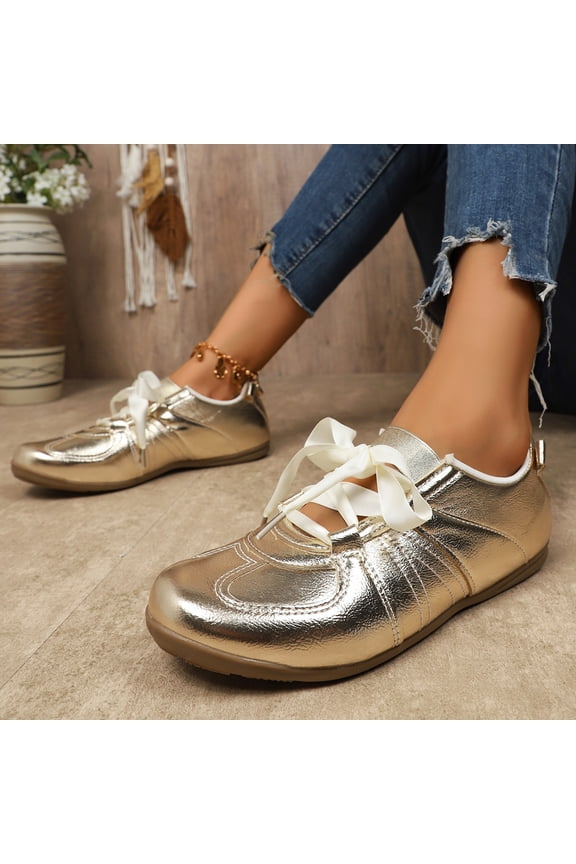 Women's Retro Sneakers Fashion Vintage Trendy Walking Shoes Athletic Non-Slip Lace-Up Casual Comfort Low Top Tennis Shoes Gold 9 Wide