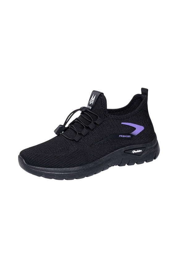 Women's Running Shoes 2026 Breathable Soft-Soled Low-top Slip on Walking Training Shoes Comfortable Outdoor Sports Sneakers Black 8.5 Wide