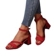 thumbnail image 1 of IEMIEMIEM Women's Sandals Low Chunky Block Heels 2026 Dressy Arch Support Open Toe Ankle Strap Summer Casual Wide Width Comfot Sandals Non Slip Walking Pump Shoes Red 8 Wide, 1 of 9
