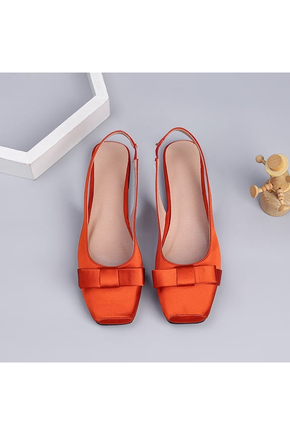 Women's Slingback Flats Bow Comfortable Square Toe Flats for Women Dressy Slip On Casual Work Office Party Flats Dress Shoes Saffron 10 Wide