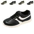 thumbnail image 1 of IEMIEMIEM Women's Sneakers Striped Faux Leather Retro Low Top Breathable Mesh Lace Up Comfort Flat Casual Walking Trainers 6.5 wide, 1 of 8