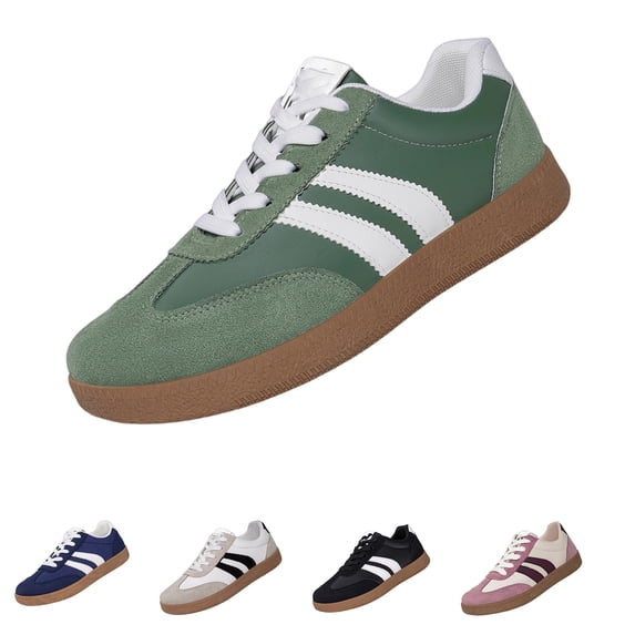IEMIEMIEM Women's Sneakers Trainer Breathable Comfort Casual Low Top Walking Shoes Anti-Slip Thick Sole Lightweight Lace Up Running Walking Tennis Shoes Green 6.5 Wide