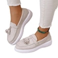thumbnail image 1 of IEMIEMIEM Women's Suede Penny Loafer Shoe Comfort Tassel Embellished Trendy Loafers 2026 Fall Fashion Slip-on Shoes Soft Sole Flat Beige 8.5 Wide, 1 of 8