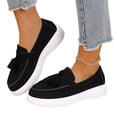 thumbnail image 1 of IEMIEMIEM Women's Suede Penny Loafer Shoe Comfort Tassel Embellished Trendy Loafers 2026 Fall Fashion Slip-on Shoes Soft Sole Flat Black 9 Wide, 1 of 7