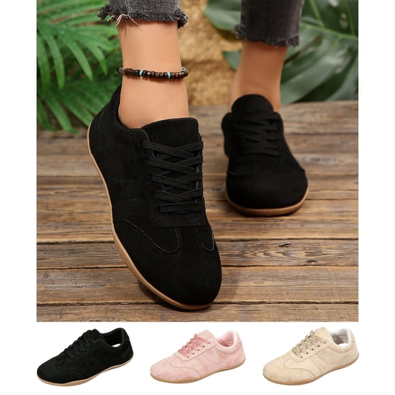 IEMIEMIEM Women's Suede Sneakers Faux Leather Lightweight Retro Low Profile Sneaker Casual Everyday Comfort Walking Shoes 5.5 wide