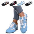 thumbnail image 1 of IEMIEMIEM Women's Suede Sneakers Retro Casual Lace-Up Flat Shoes with Stripes Comfortable Low-Top Trainers for Daily Wear 9 wide, 1 of 7