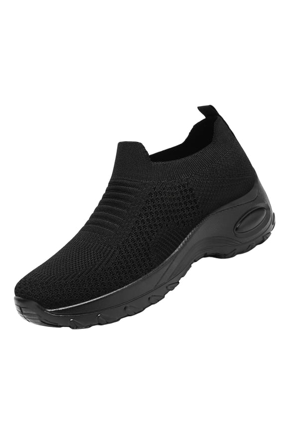 Women's Walking Sneakers Orthopedic Shoes 2026 Comfortable Thick Soled Walking Shoes Lightweight Casual Non Slip Thick Sole Sneakers Black 7.5 Wide