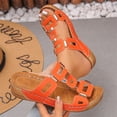 thumbnail image 1 of IEMIEMIEM Women's Wedge Sandals Slip 2026 Summer Sandals with Metallic Accents Comfortable Dressy Platform Wedges Casual Daily Walking Saffron 7 Wide, 1 of 5
