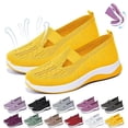 thumbnail image 1 of IEMIEMIEM Women's Woven Orthopedic Breathable Soft Shoes 2026 New Lightweight Comfortable Mesh Stretch Sneakers,Go Walking Slip on Diabetic Foam Shoes Yellow 8.5 Wide, 1 of 8