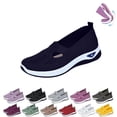 thumbnail image 1 of IEMIEMIEM Women's Woven Orthopedic Breathable Soft Shoes Go Walking Comfortable Slip on Diabetic Foam Shoes Hands Free Slip in Sneakers Arch Support Dark Blue 7.5 Wide, 1 of 8
