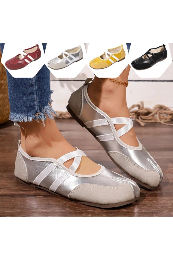 Womens Ballet Flats Shoes Casual Split Toe Soft Sole Cute Flat Shoes with Arch Support Fashion Walking Loafers Footwear 5.5 wide