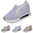 thumbnail image 1 of IEMIEMIEM Womens Floral Embroidery Sneakers 2026 Breathable Sheer Mesh Non Slip Slip On Loafers with Arch Support Platform Wedge Walking Work Shoes 10.5 Wide Purple, 1 of 5