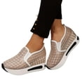 thumbnail image 1 of IEMIEMIEM Womens Floral Embroidery Sneakers 2026 Breathable Sheer Mesh Non Slip Slip On Loafers with Arch Support Platform Wedge Walking Work Shoes 10.5 Wide Yellow, 1 of 4