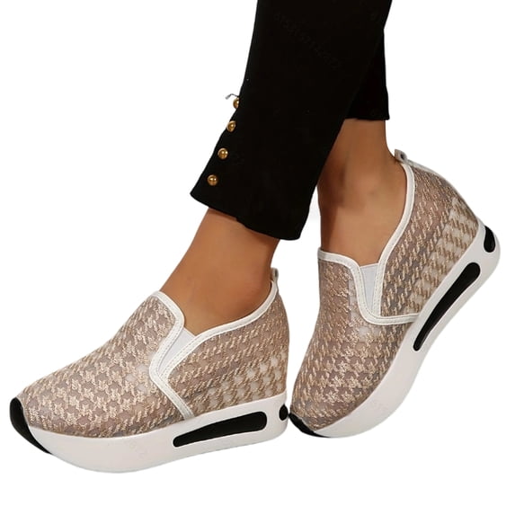 IEMIEMIEM Womens Floral Embroidery Sneakers 2026 Breathable Sheer Mesh Non Slip Slip On Loafers with Arch Support Platform Wedge Walking Work Shoes 10.5 Wide Yellow