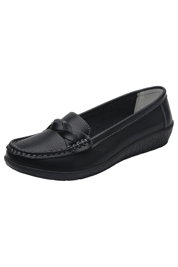 Womens Loafers Business Casual Shoes Comfortable Lightweight Penny 2026 Slip On Work Flats Driving Non Slip Boat Shoes Black 7 Wide