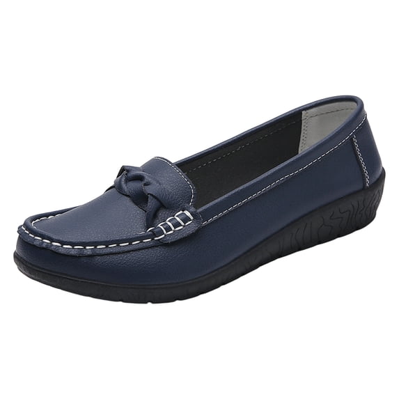 IEMIEMIEM Womens Loafers Business Casual Shoes Comfortable Lightweight Penny 2026 Slip On Work Flats Driving Non Slip Boat Shoes Dark Blue 5.5 Wide